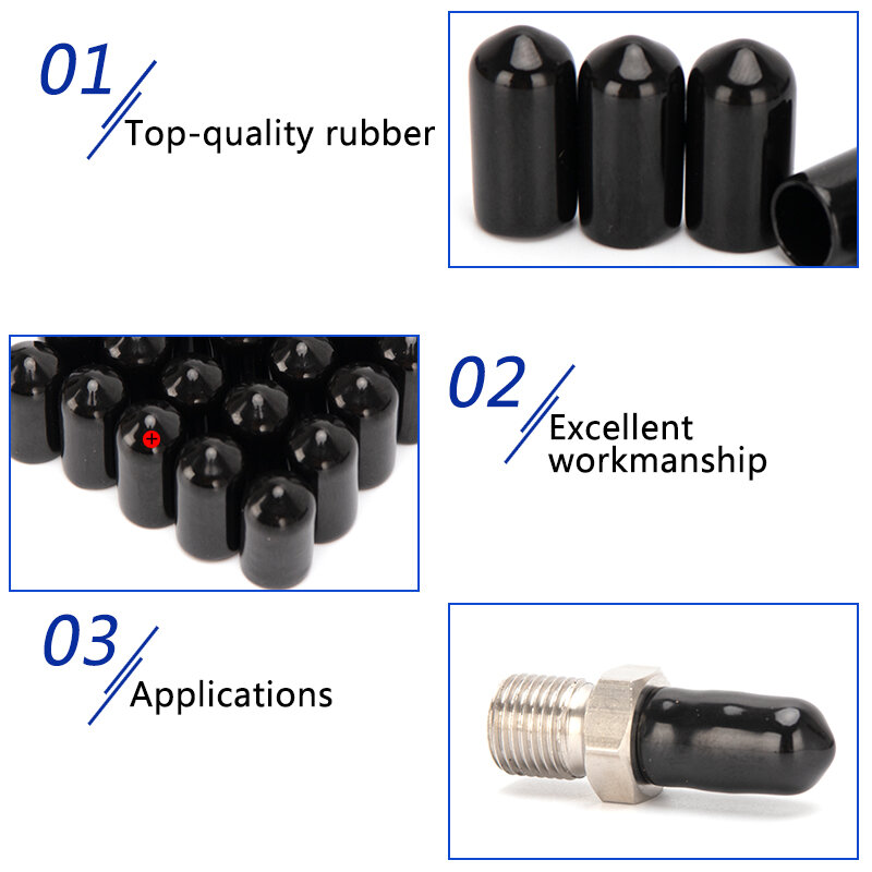 Durable Soft Rubber Protective Cover Dust-Proof Cap for High Pressure Quick Couplers Fittings Male Plug Sockets Black 20pcs/pack