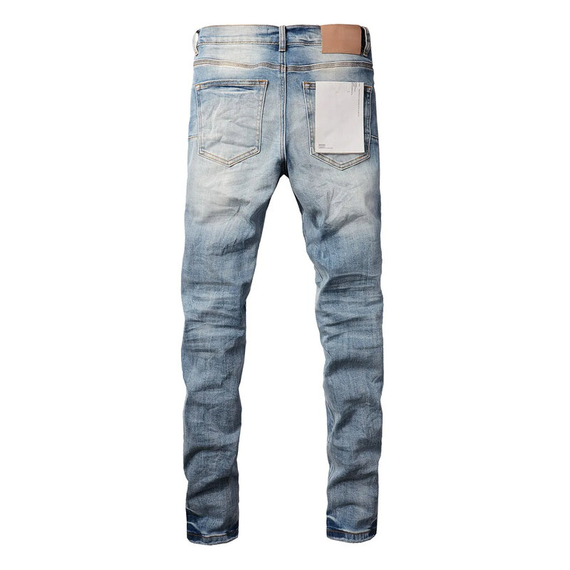 Ungu ROCA merek Jeans Fashion kualitas tinggi jalan biru Patch mode kualitas tinggi perbaikan rendah naik celana Denim kurus