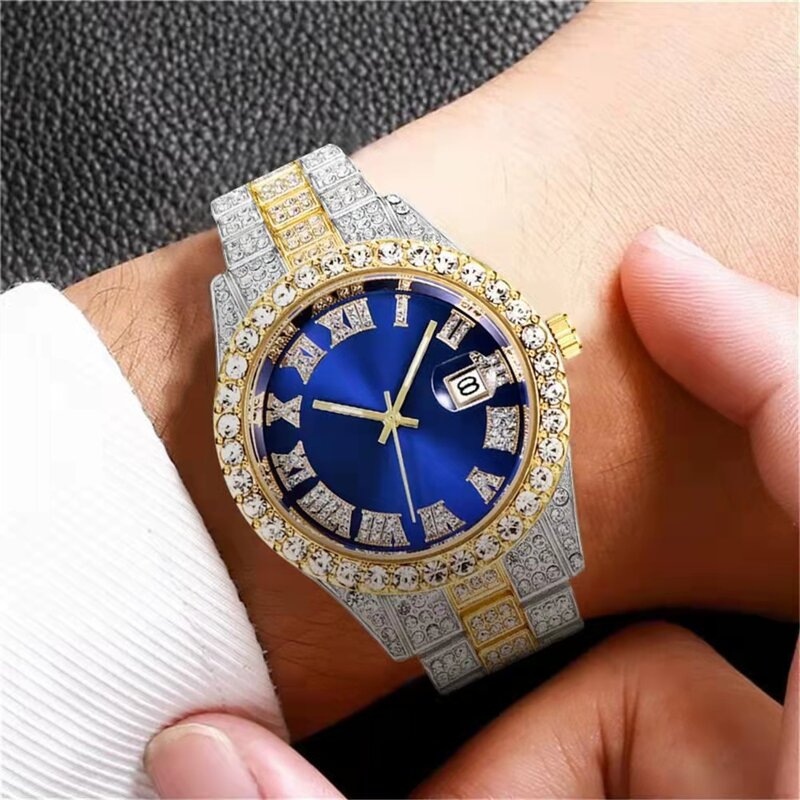 Wysokiej jakości luksusowy modny Mantianxing diamentowy pas stalowy męski zegarek kwarcowy chłopiec biznes zegar sportowy retro