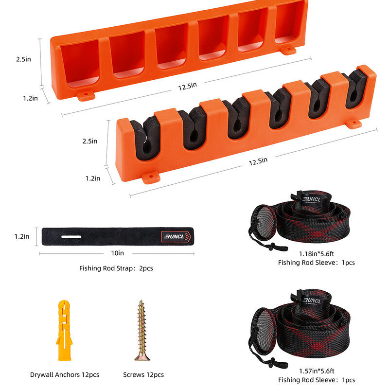 Runcl-釣り竿ホルダー,壁掛け,垂直,ガレージ用,6本のロッドホルダー,収納ツール
