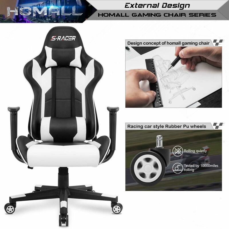Gaming-Stuhl, Bürostuhl Computer-Stuhl mit hoher Rückenlehne Leder-Schreibtischs tuhl Racing Executive ergonomisch verstellbare Dreh aufgabe