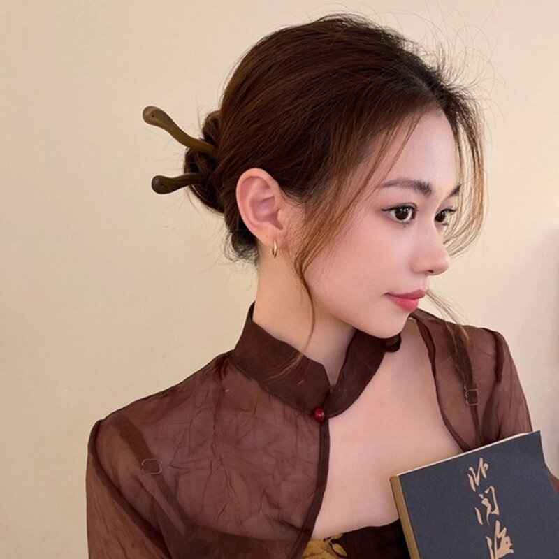 Holz Holz Haars tab chinesischen Stil Dekorationen faule Person Haarnadel Kopf bedeckung handgemachte chinesische Stil Haar gabel Haarnadel