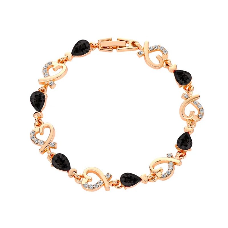 SUMENG New 5 Colors Beautiful Colorful Austrian Crystal Heart Chain Bracelet For Women  Fashion Jewelry Gifts 2023