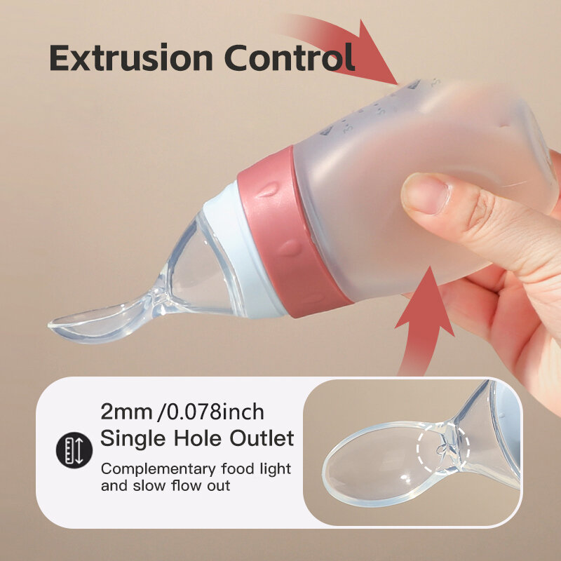Alimentador de silicona líquida para bebé, botella de alimentación exprimible con cuchara dispensadora, pasta de arroz, 100ml/3oz