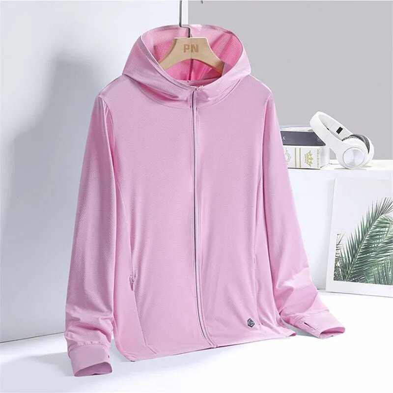 2024 Thin Ice Silk Sunscreen Coat Female Thin Fishing Sun-Protective Clothing UV-Proof Men's Women Outer Penetrating Gas Jacket