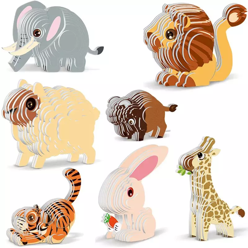 Rompecabezas de papel 3D de la serie Animal para niños, juguete educativo Montessori, divertido ensamblaje Manual de bricolaje, modelo tridimensional