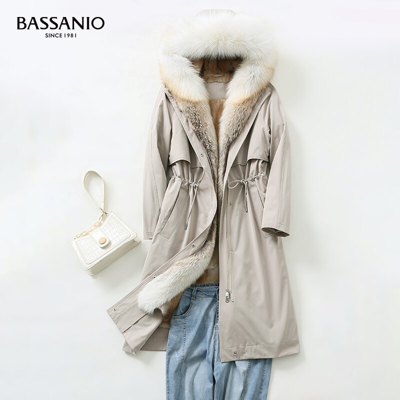 Manteau à capuche avec col en fourrure de renard naturelle pour femme, parka épaisse et chaude pour l'hiver, vêtement d'extérieur