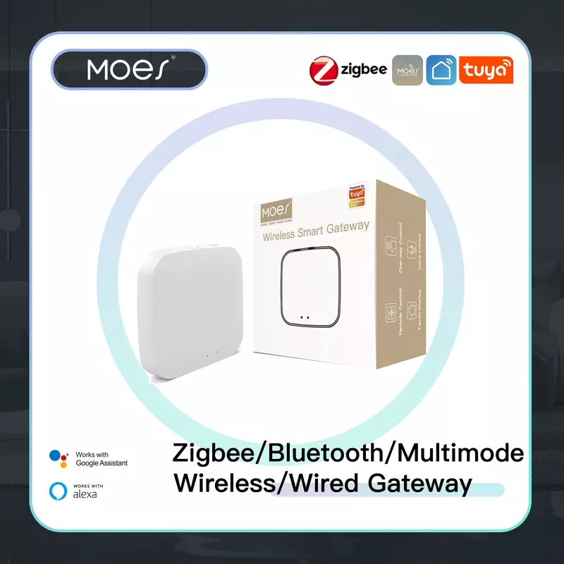 MOES Tuya ZigBee/BLE Hub Gateway pintar, aplikasi jembatan rumah pintar, Remote control nirkabel dapat berfungsi dengan Alexa Google Home