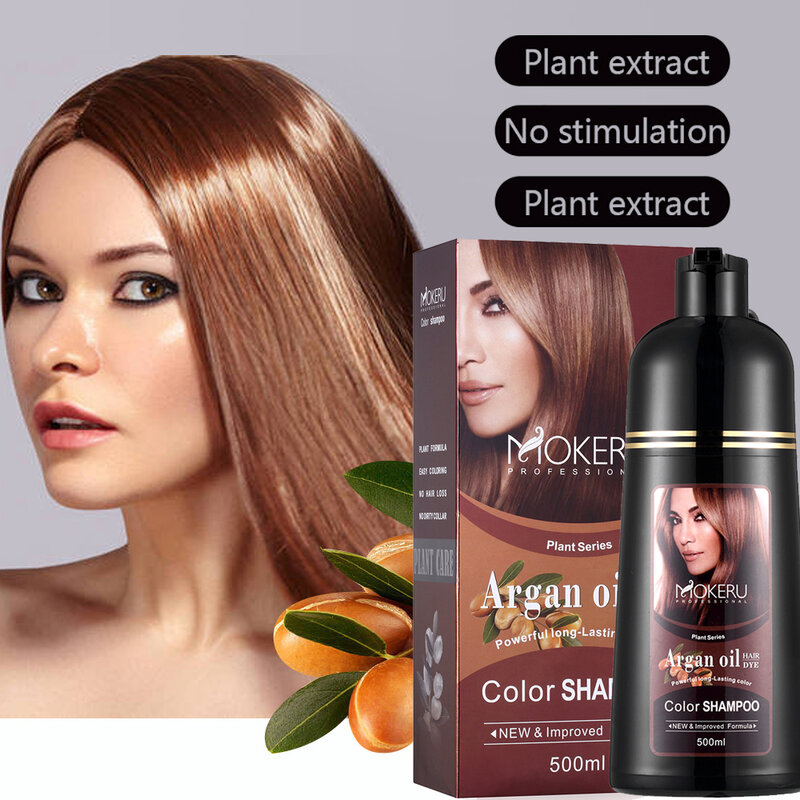 Mokeru-champú de tinte permanente para el cabello para mujer, Color de pelo de larga duración, coloración de belleza, 500ml
