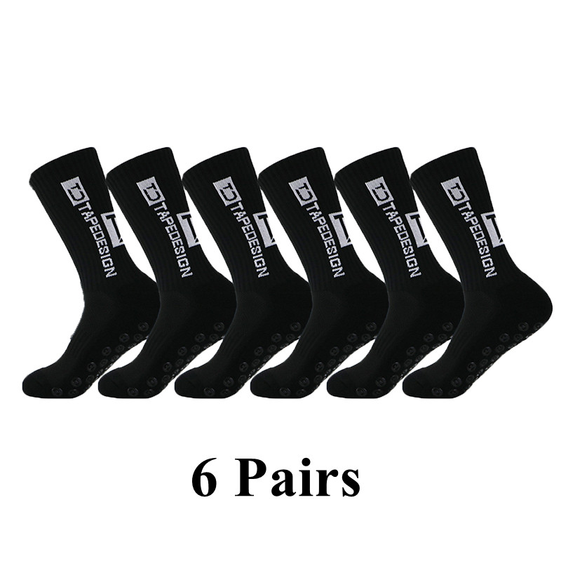 6Pairs/Lot New in ANTI SLIP Tapedesign Football Socks Mid Calf Non-Slip Soccer Sport Cycling Sports Mens Sock Women