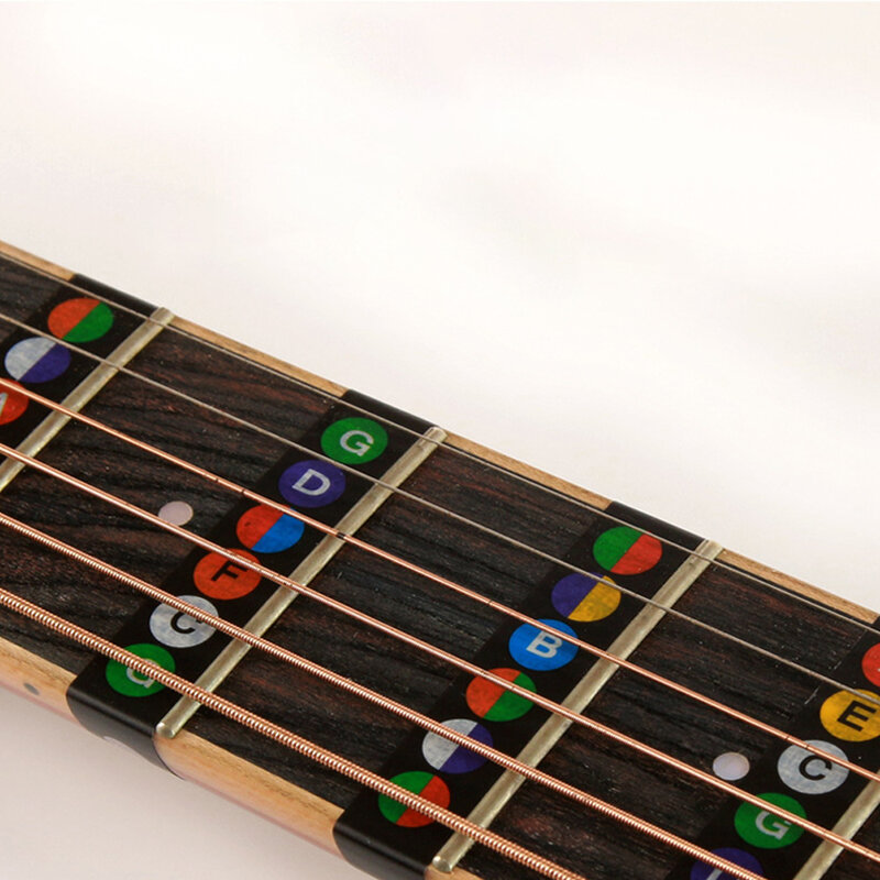 Stiker Fretboard gitar panduan belajar skala PVC senar Starter 19.5x11cm Aksesori pemula hitam & PUTIH