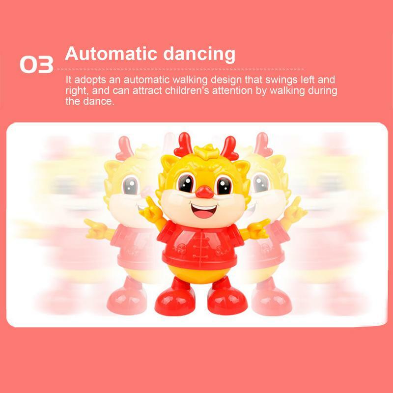 Muzyka elektroniczna tańcząca zabawka smok oświetlenie taniec zabawkowa huśtawka przenośna zabawka edukacyjna smok dla dziewczynek chłopców dzieci maluch