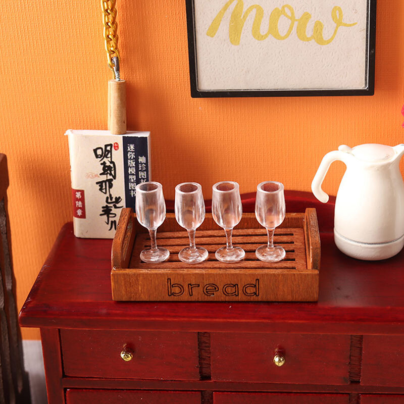4pcs 1:12 mini mini copa de vino tinto muebles muebles copa de vino para accesorios de decoración de cocina de casa muñeca