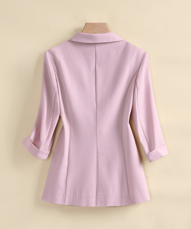Pink suit jacket women's seven-point sleeves summer casual small suit top