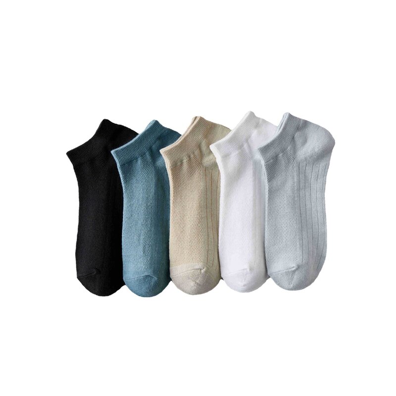 Носки мужские короткие хлопковые, дышащие сетчатые, однотонные, 5 пар, 1 комплект