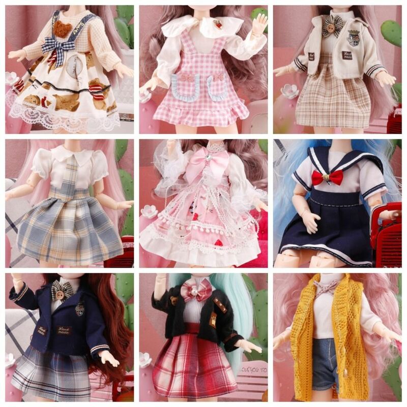 DIY Toys 30cm BJD Doll Clothes Colorful Kawaii 11 Inch BJD Dolls Dress Cute Movable Body 1/6 Bjd Doll Clothes Cotton Doll