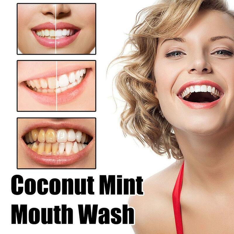 Aceite de coco para limpieza bucal, 100ml, menta, sin Alcohol, raspar los dientes, blanqueamiento de lengua, R6X2