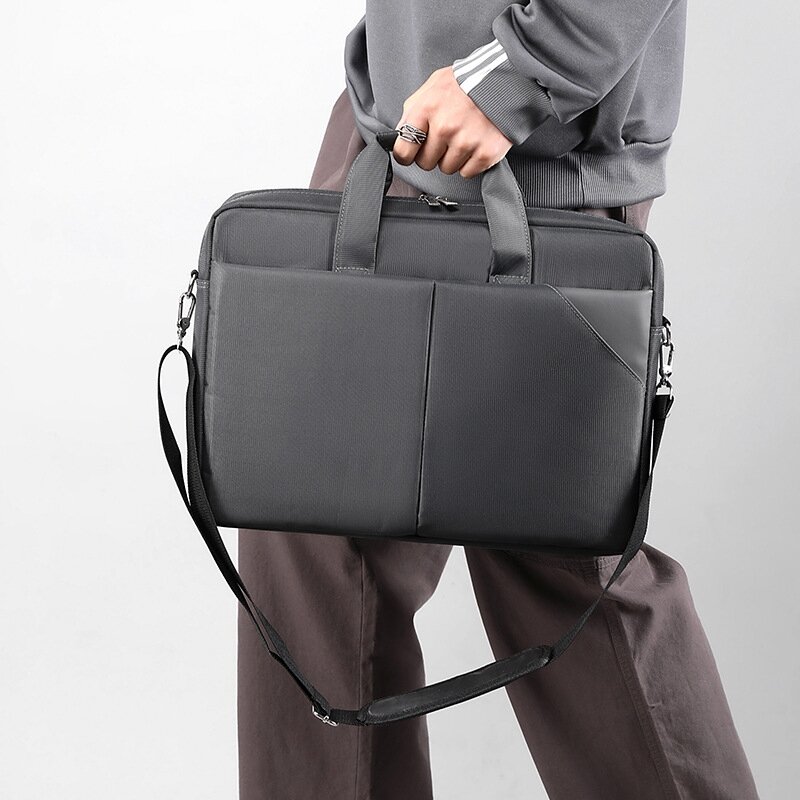 BYMONDY tas kantor kain Oxford pria, tas bahu besar kualitas tinggi, tas tangan penyimpanan Laptop kerja kantor, tas file pria