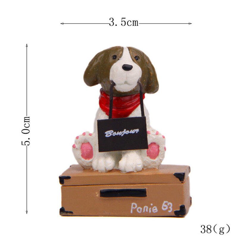 Uroczy pies walizka Golden Retriever trzymająca znak drogowy szczeniaka figurki rzemiosło Model DIY na biurku do domu dekoracja krajobrazowa samochodu