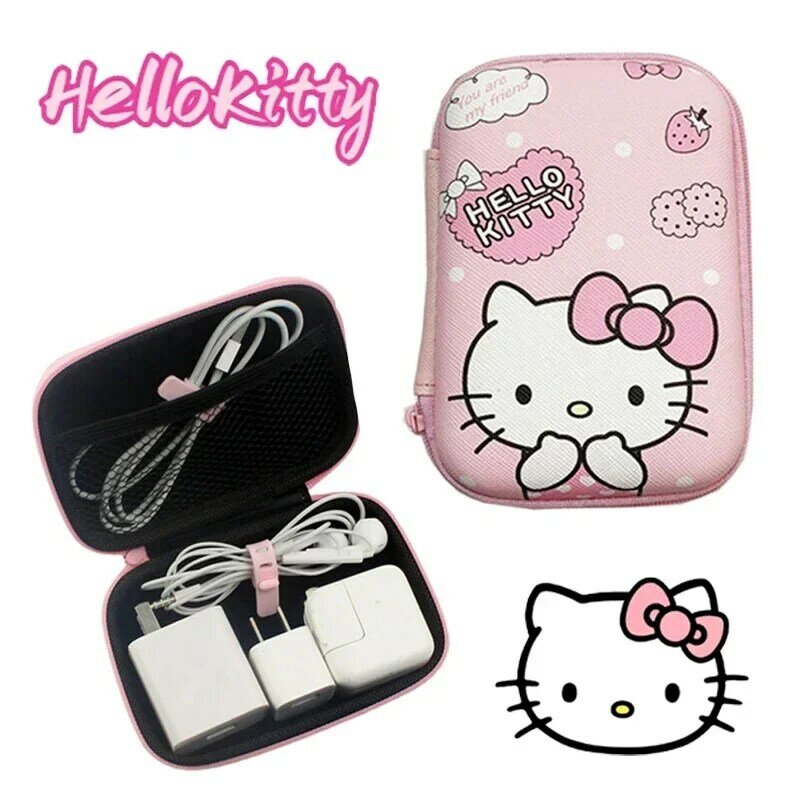 Sanrio Hello Kitty Anime Coleção Caixa De Armazenamento De Cartão, Hard Case, Fone De Ouvido Bag, Impermeável Dados Cabo Proteção Sacos