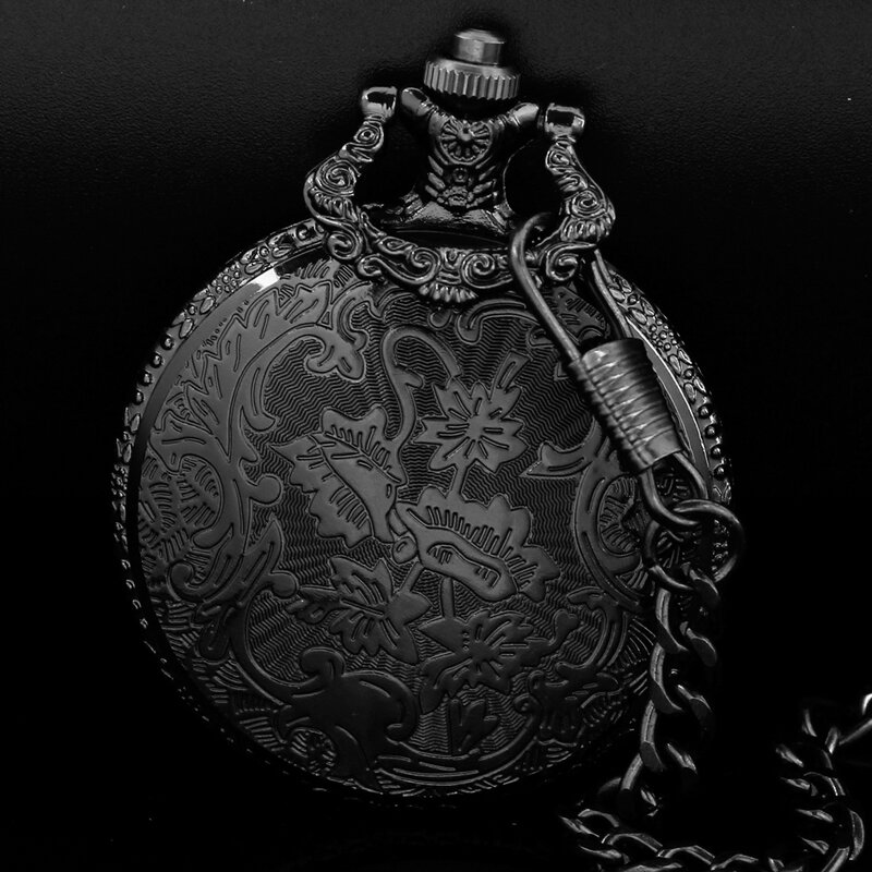 Orologi da tasca classici al quarzo Vintage neri personalizzati accessori per scheletro vuoto orologio a catena bambini uomo donna regalo Souvenir