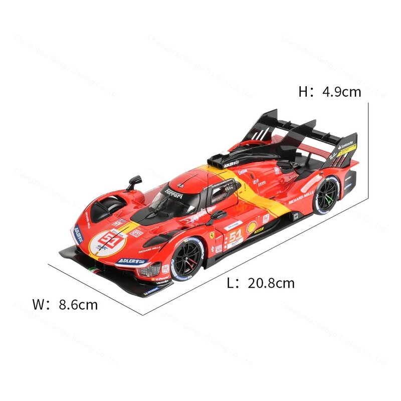 Bburago-Ferrari Racing Car Sports, 1:24, 499P, LMH 2023, 24H Le Mans Campeão, Estática Die Cast Veículos, Brinquedos modelo colecionáveis