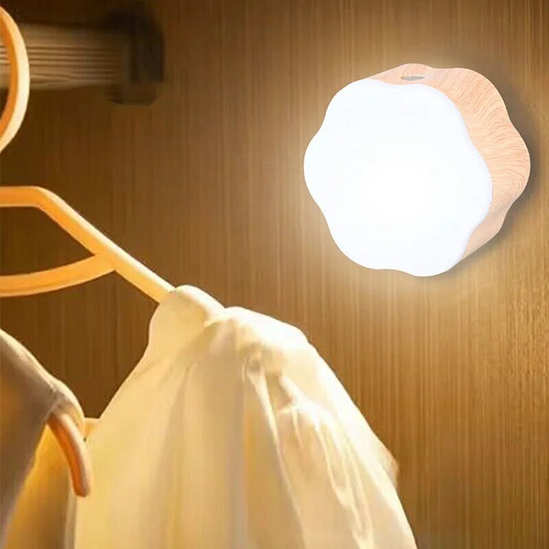 Новая Светодиодная лампа с датчиком человеческого тела с текстурой древесины, скандинавский прикроватный светильник с магнитным прикосновением и защитой глаз, детская лампа с ночным освещением
