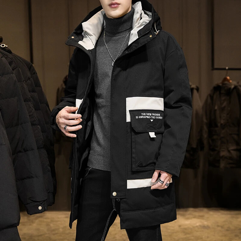 Fashion Mid Long Jacket Coat uomo autunno inverno Warm Parka s con cappuccio piumini Streetwear