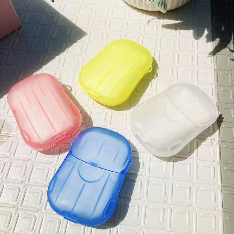 20 buah lembar sabun portabel perjalanan kertas sabun pembersih sekali pakai Mini sabun cuci tangan dapat larut dewasa