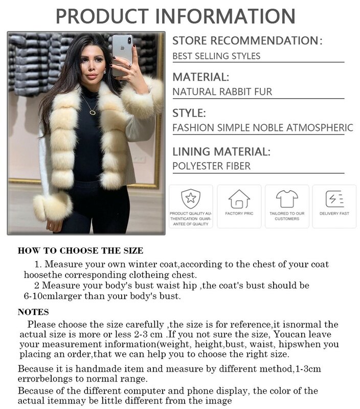 Women Short Jacket Real Rex Rabbit Fur Collar Cuffs Sweaters Natural Fox Fur Best selling styles