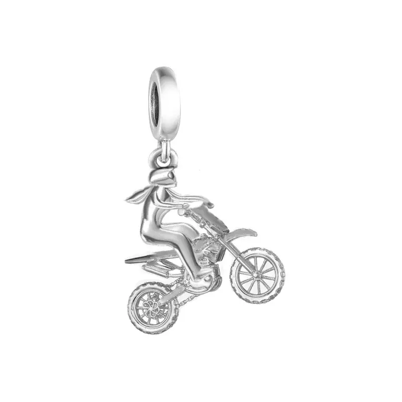 Pandora charme pulseira para mulheres, prata esterlina 925, carro de corrida, sujeira bike, moto, scooter, talão para fazer diy, berloque, original