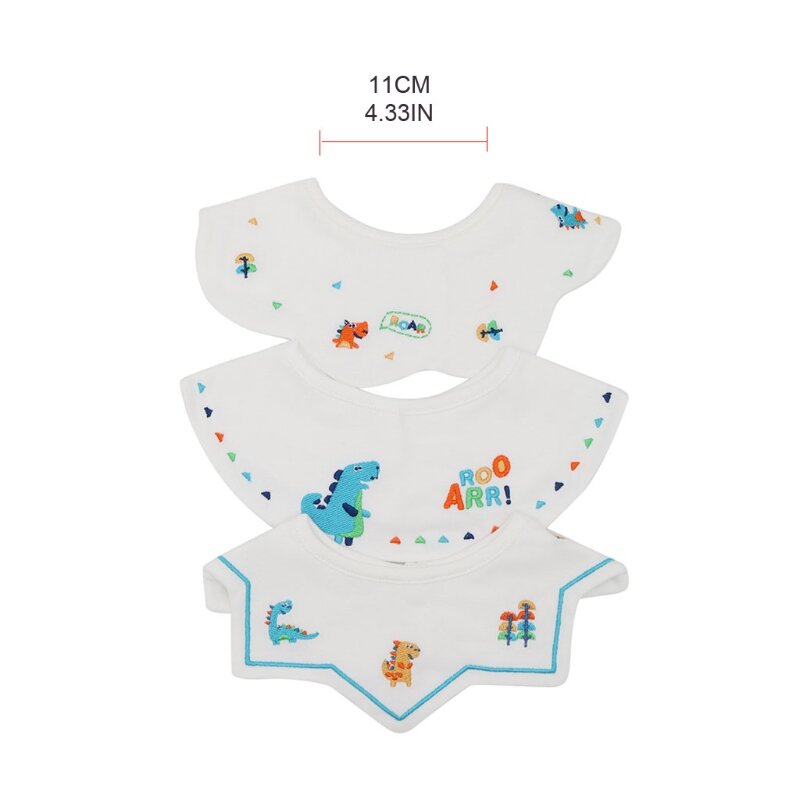 3 Teile/satz 360 ° Drehen Baby Fütterung Sabbern Lätzchen Kragen Dekoration Stickerei Speichel Handtuch Reine Baumwolle für