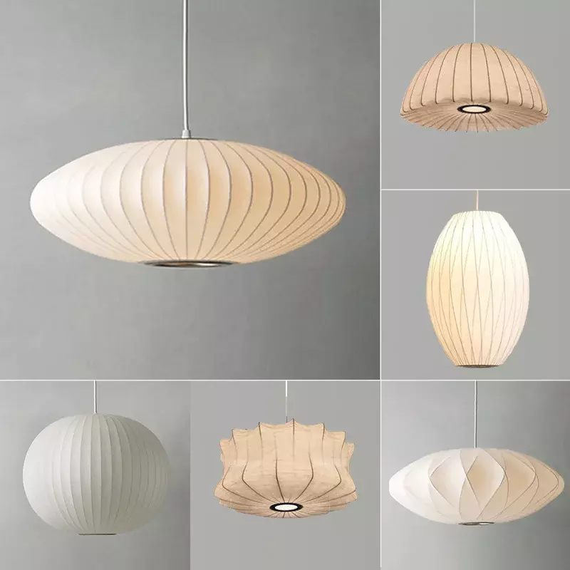Luces colgantes Led de seda minimalistas nórdicas Wabi Sabi Lustre E27, lámpara colgante, lámpara de suspensión, Luminarias Led, accesorios de lámpara colgante