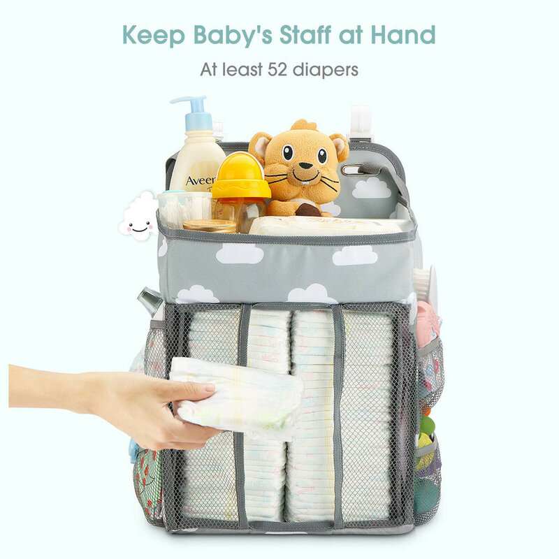 Newborn Bed Nappy Storage Organizer Crib Hanging Storage Bag Caddy Organizer For Baby Essentials Bedding Set Diaper Storage Bag