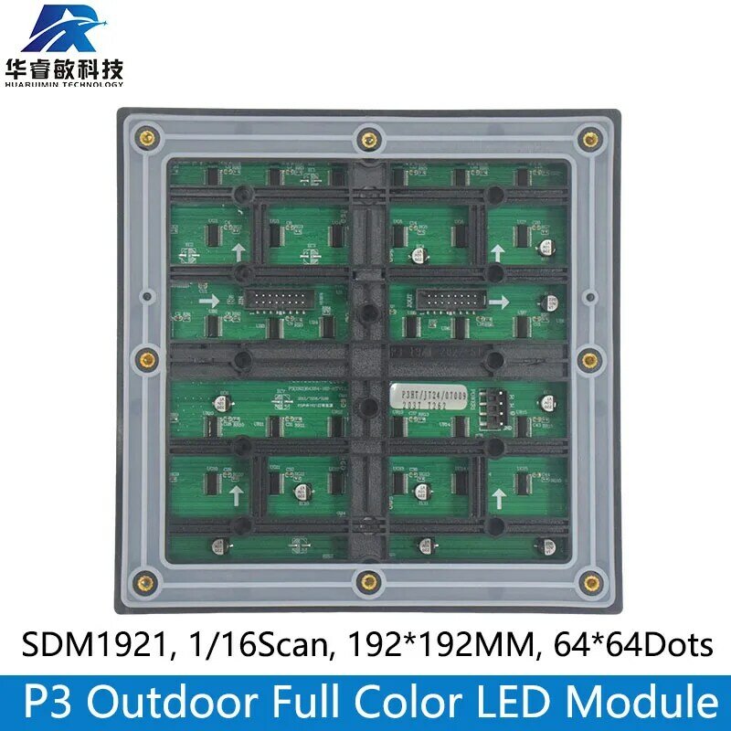 Outdoor P3 SMD1921 RGB  64x64 Dots 1/16Scan P3 Outdoor  Full Color LED Module 192x192mm  Panel Module Advertising Display Screen