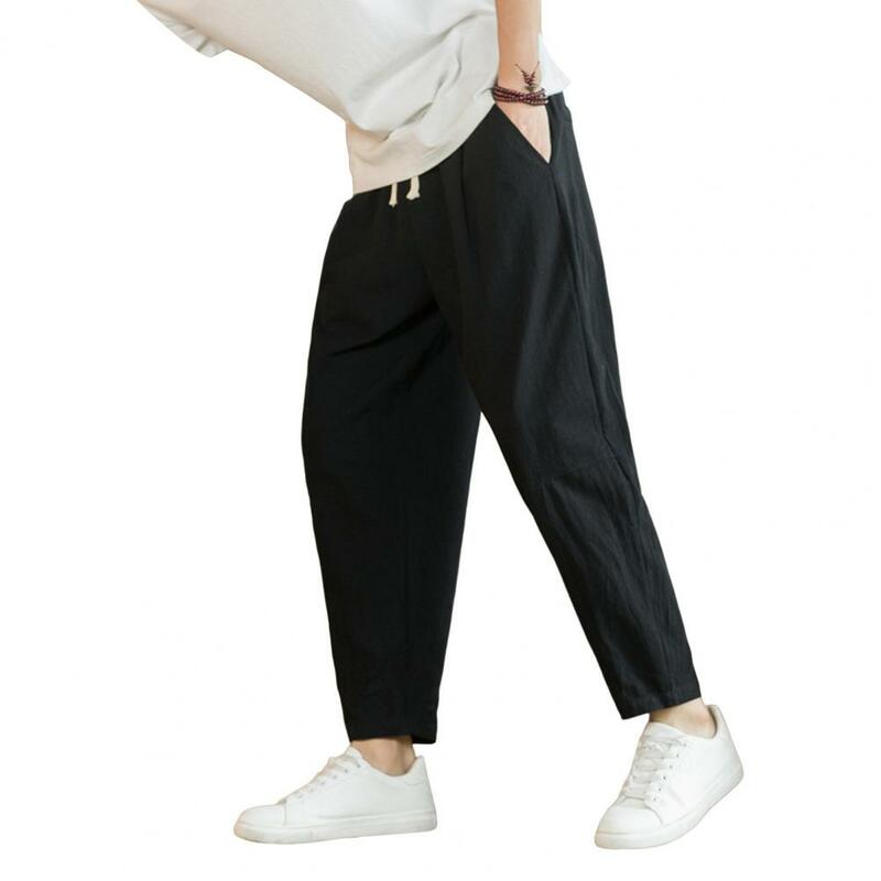 Мужские спортивные штаны для бега, модная уличная одежда на шнуровке, повседневные брюки, мужские свободные брюки, льняные брюки, тренировочные штаны, спортивные брюки