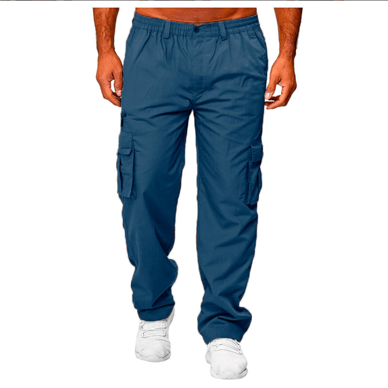 Men's Casual Multi-Pocket Loose Straight Tooling Pants Outdoor Pants Fitness Pants