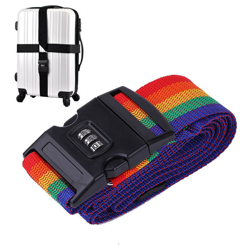1PCS 2Meters Rainbow Password Lock Packing Luggage Bag With Luggage Strap 3 Digits Password Lock Buckle Strap Baggage Belts