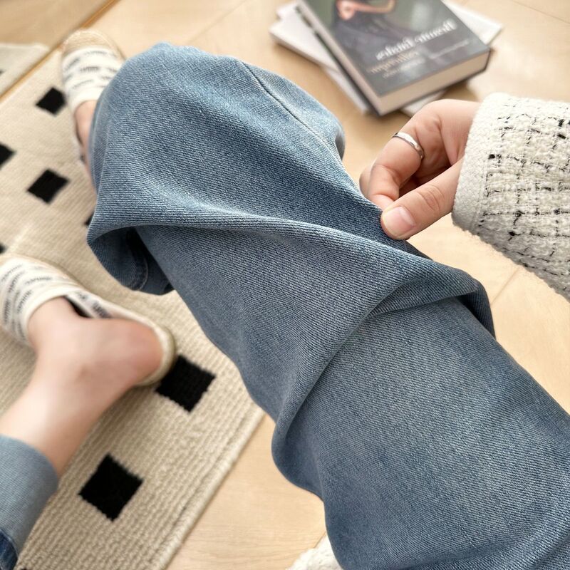 2024 Wiosna Lato Najlepiej sprzedające się modele Czterokolorowe jeansowe proste spodnie damskie Zrelaksowane uniwersalne elastyczne wąskie spodnie z szerokimi nogawkami