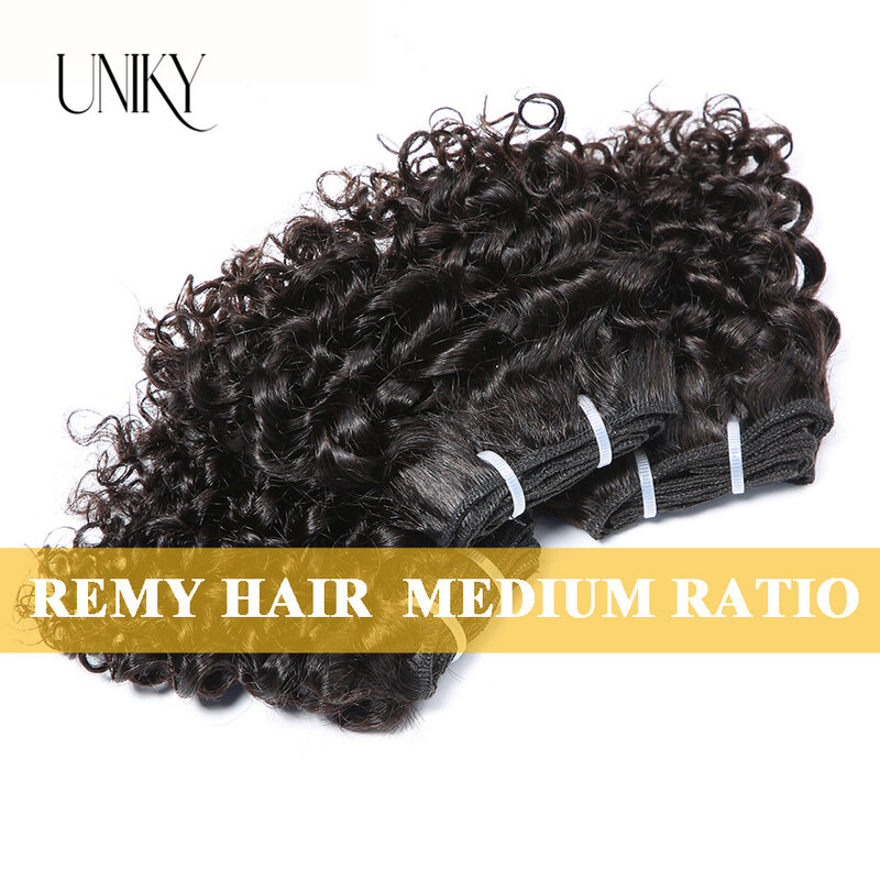 Extensiones de cabello humano Remy 100%, mechones de pelo corto y rizado brasileño, marrón oscuro, Pelo Rizado crudo Jerry, Ofertas