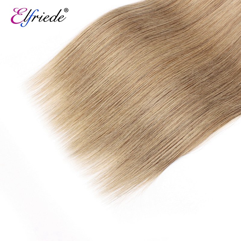 Elfriade-extensiones de cabello humano precoloreado, mechones rectos de color marrón ceniza, 100%, 3/4 mechones, ofertas, trama cosida
