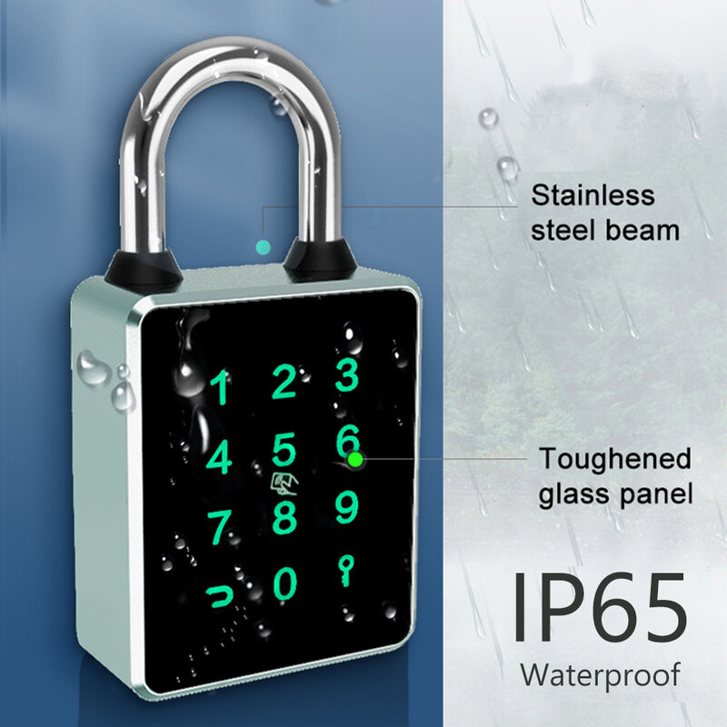 قفل بصمة من سبائك الألومنيوم ، قفل أمان بدون مفتاح ، IP65 مقاوم للماء للخزانة وحقيبة الظهر ، تطبيق تويا/TTLOCK
