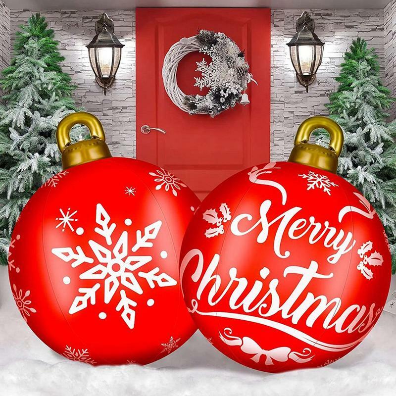 Bola Natal besar, bola Natal besar tahan aus dan dapat digunakan kembali luar ruangan dekorasi Natal tiup untuk Natal luar ruangan