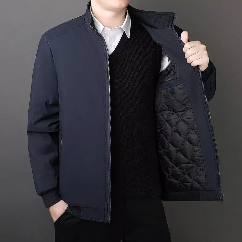 BROWON-Chaqueta de invierno para hombre, abrigos gruesos de felpa de Color sólido, 8xl talla grande, ropa cálida de cuello alto, Otoño, 2024