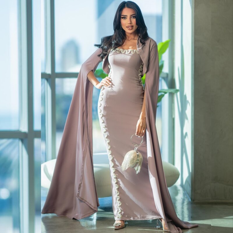  Evening Prom  Jersey Ruched Engagement A-line Square Neck Bespoke Occasion Gown Midi es Saudi Arabia
