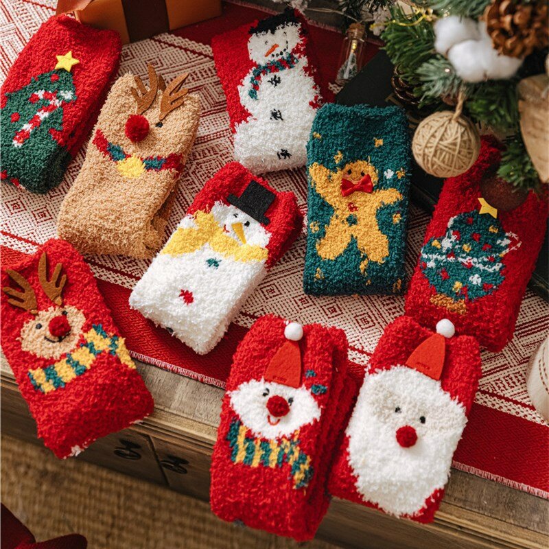 Frauen Socken Weihnachten Korallen Fleece Socken Fuzzy Socken dicken Boden Schlafs ocken für Männer Frauen warme Winters trümpfe Weihnachts geschenke