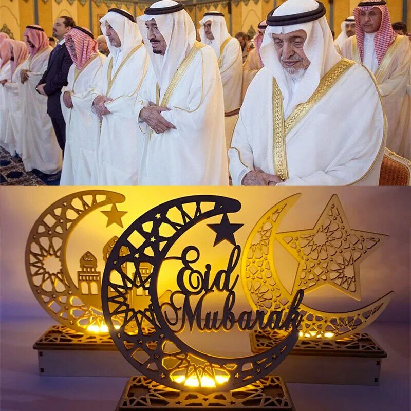 Księżyc drewniany EID Mubarak wystrój dekoracja na Ramadan Ramadan latarnia Ramadan Kareem islamski muzułmanin Eid al-fitr dekory.