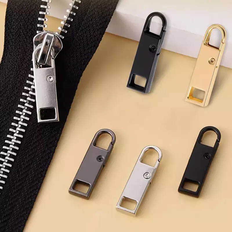 5/1Pcs Universal Metal Zipper Pull Tap sostituzione riparazione istantanea Zipper Head Puller per borse di abbigliamento cursori con cerniera per cucire fai da te