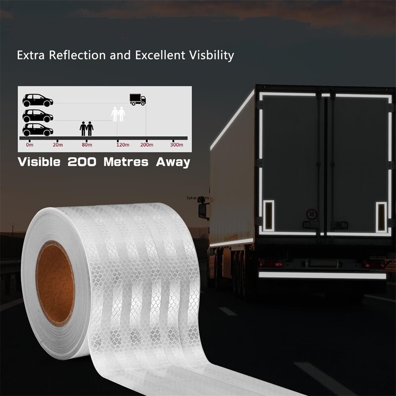 10CM * 5M PET White Diamond Grade nastro riflettente riflettori impermeabili adesivi autoadesivi per camion Trail moto