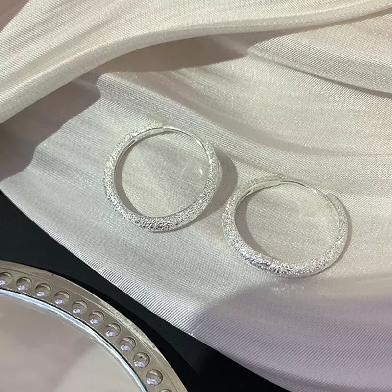 Girls Silver Color Hot Sale Korean Geometric Hoop Earrings Simple Temperament Exquisite Hot Semale Sexy Jewelry Gift